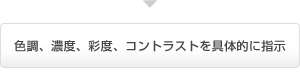 色調、濃度、彩度、コントラストを具体的に指示